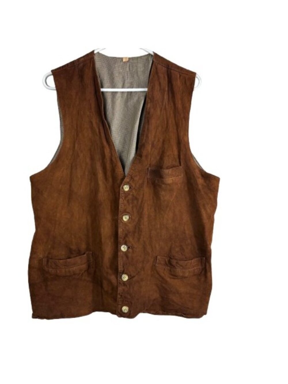 VTG 90s Trapper Suede Vest German Archive Western Goth Indie Sleaze XL Brown